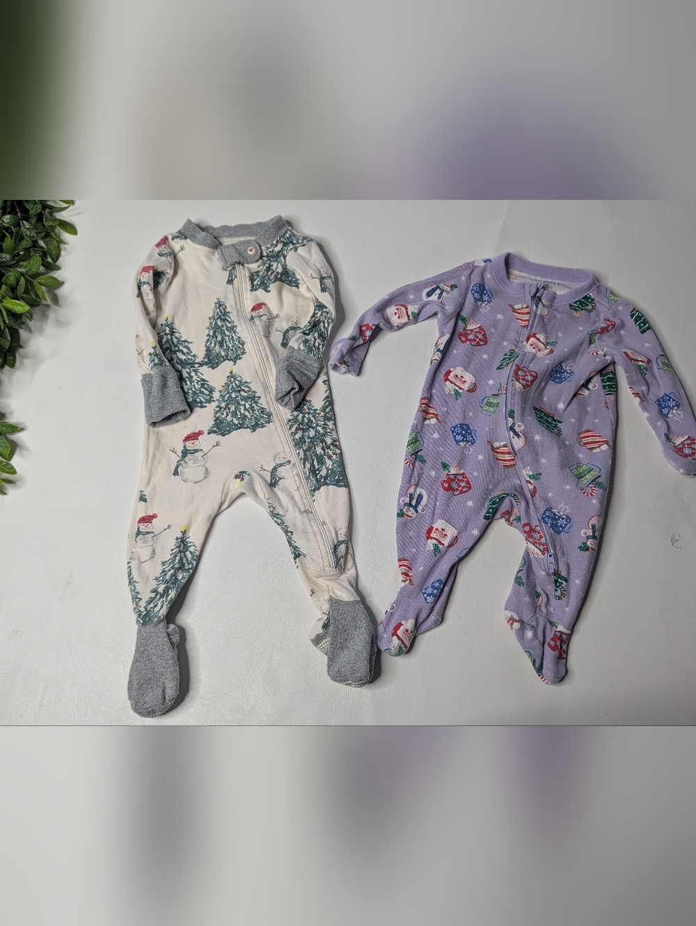 Burt's Bee And Old Navy Holiday Zippered  Footie Sleepers Size 0-3 Months